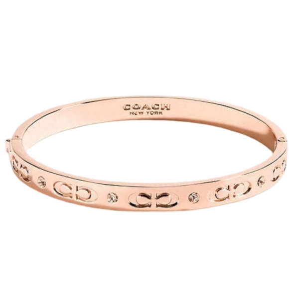 Coach Jewelry - LOW START Coach | Signature Hinged Bangle Bracelet Rose Gold-Tone